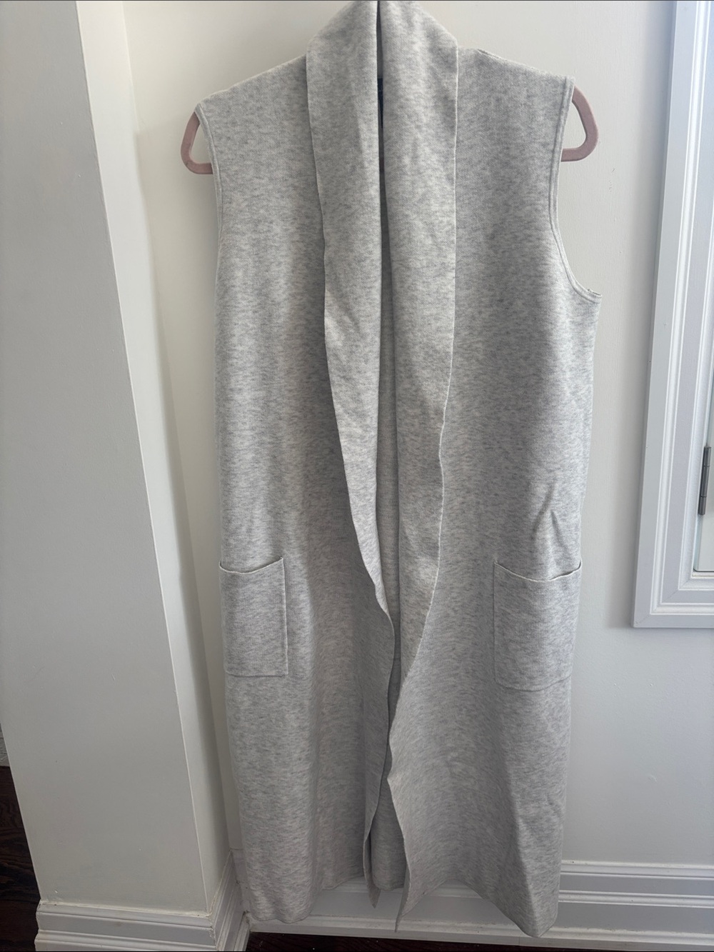 Nicole Miller Light Gray Sleeveless Long Open-Front Vest